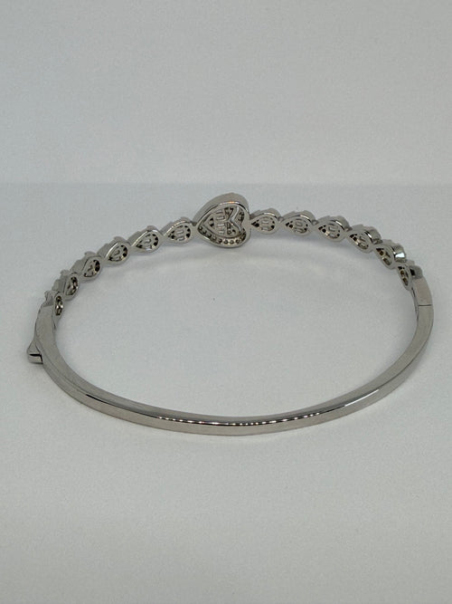 Crystal Heart Bangle Bracelet / Pulsera Rígida con Corazón de Cristales
