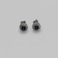 Sapphire Crown — Sapphire Double Halo Stud Earrings — 925 Sterling Silver