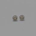 Men's Silver Round Double Halo Crystal Stud Earrings / Aretes de Hombre Redondos Doble Halo Plata