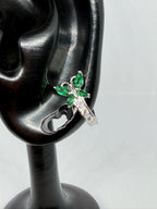 Green Butterfly Crystal Hoop Earrings / Aretes Argolla con Mariposa de Cristales Verdes