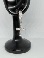 Gothic Cross Crystal Dangle Hoop Earrings / Aretes Argolla con Cruz Gótica de Cristales