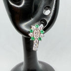 Virgin of Guadalupe Earrings – Green & Crystal / Aretes Virgen de Guadalupe – Verde y Cristal