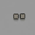 Men's Two-Tone Black & Silver Square Stud Earrings / Aretes de Hombre Cuadrados Bicolor Negro y Plata