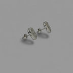 Men's Silver Cross Crystal Stud Earrings / Aretes de Hombre Cruz con Cristales Plata