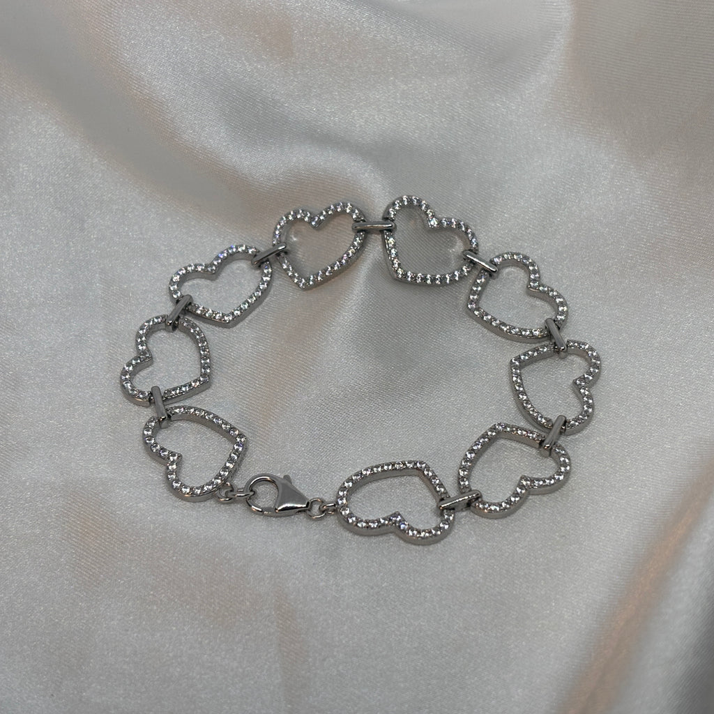 Sparkling Hearts Bracelet — 925 Sterling Silver