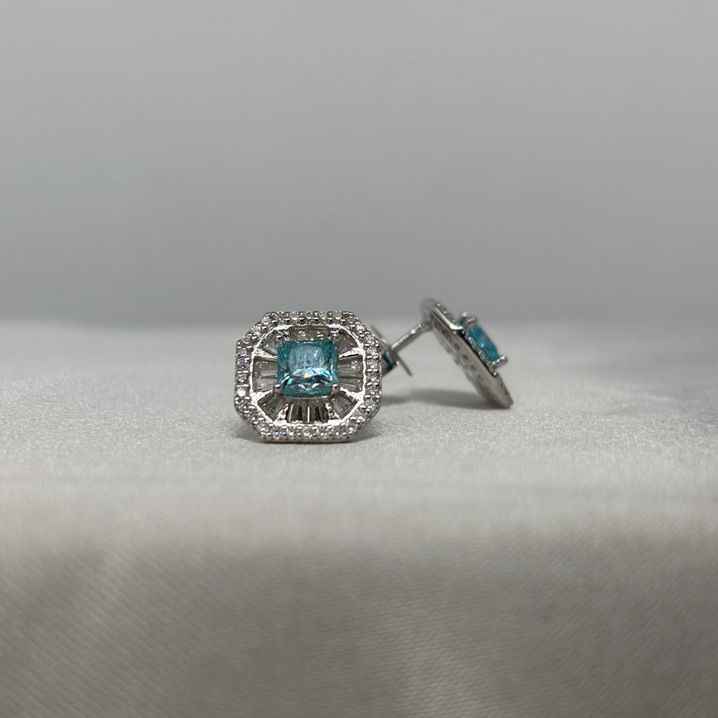 Moissanite Ciel Impérial Art Déco Stud Earrings — Sterling Silver