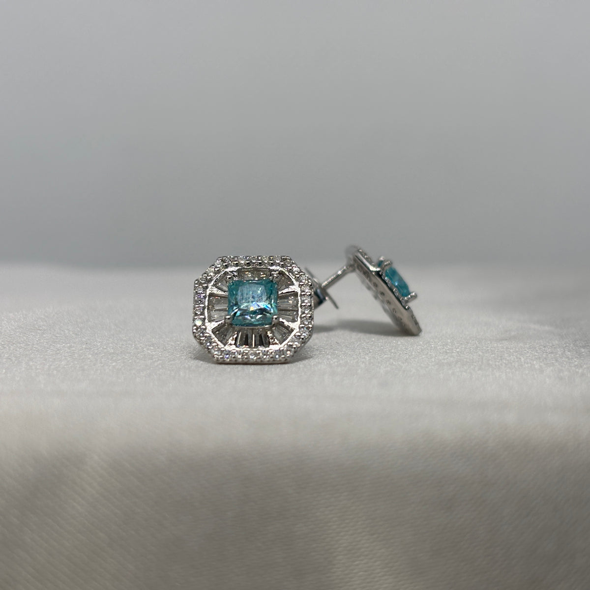 Moissanite Ciel Impérial Art Déco Stud Earrings — Sterling Silver