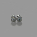 Moissanite Lumière Classique Round Halo Stud Earrings — Sterling Silver