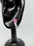 Pink Flower Crystal Hoop Earrings / Aretes Argolla con Flor de Cristales Rosas