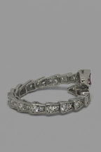 Ruby-Crowned Serpent Ring — 925 Sterling Silver