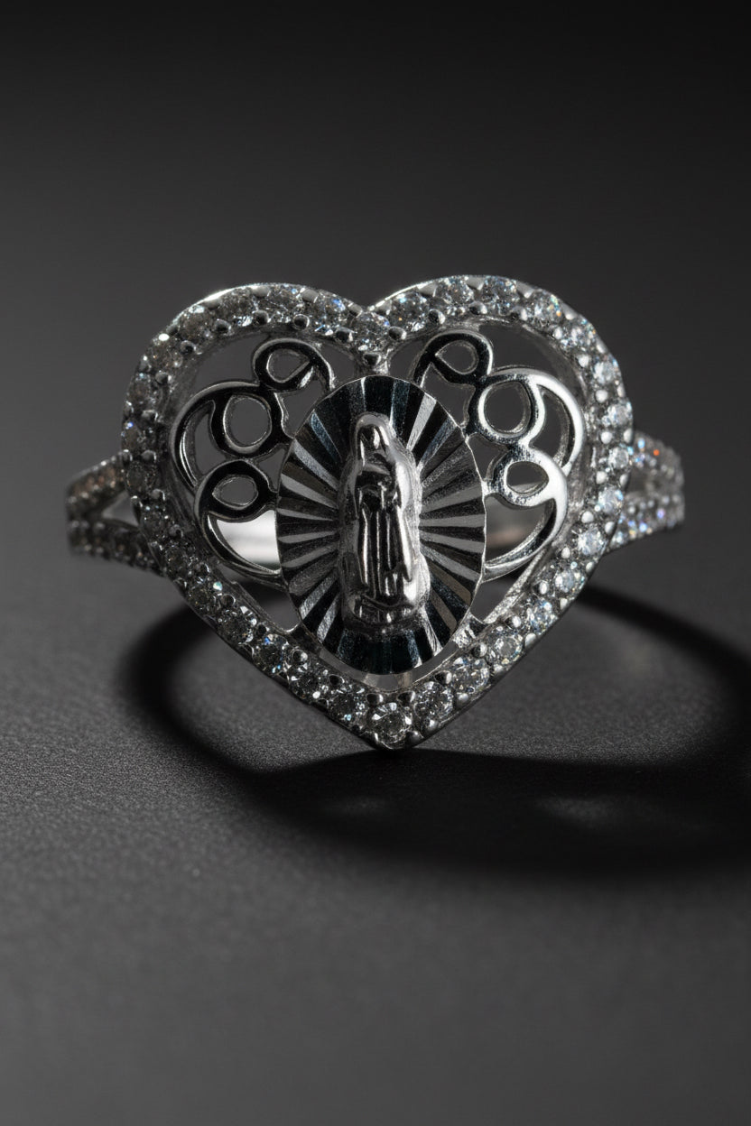 Heart Virgen de Guadalupe Ring — 925 Sterling Silver