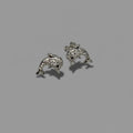 Ocean Soul — Dolphin Pavé Stud Earrings — 925 Sterling Silver