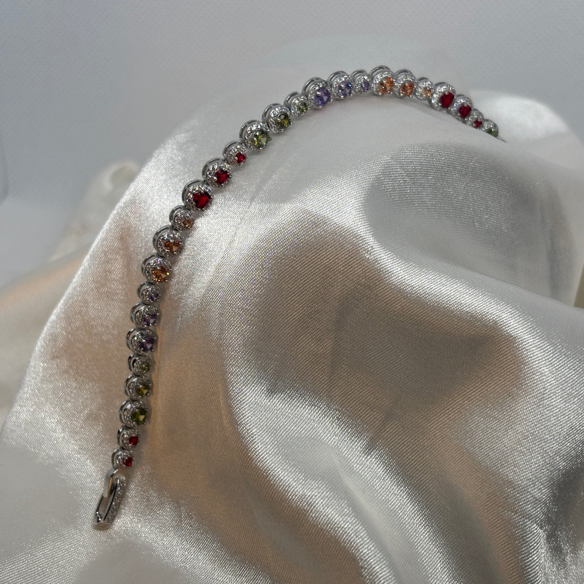 Rainbow Tennis Bracelet — 925 Sterling Silver