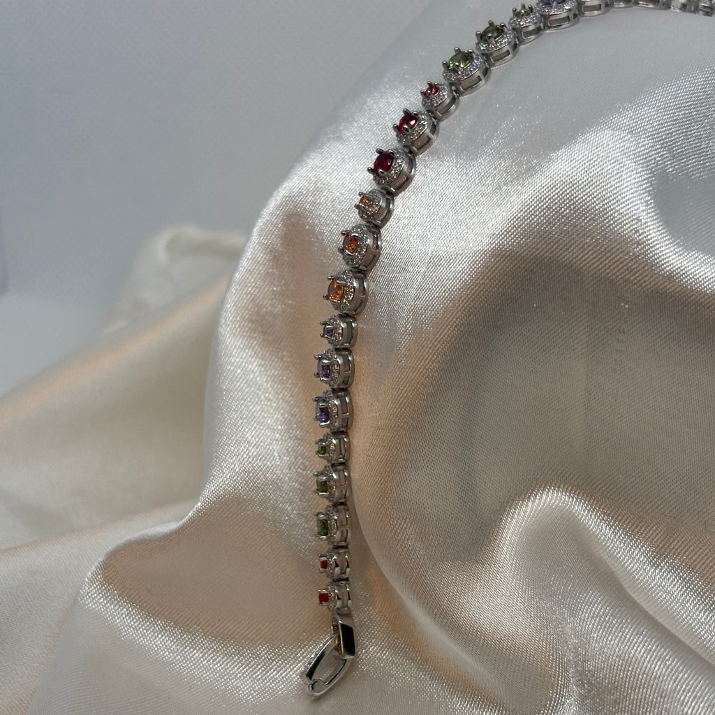 Rainbow Tennis Bracelet — 925 Sterling Silver