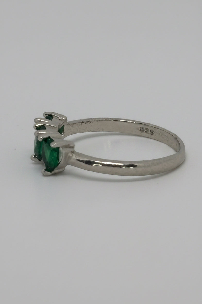 Green Hearts of Hope Ring — 925 Sterling Silver