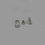 Ice Cube Luxe — Square Halo Crystal Stud Earrings — 925 Sterling Silver