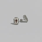 Men's Silver Cross Crystal Stud Earrings / Aretes de Hombre Cruz con Cristales Plata