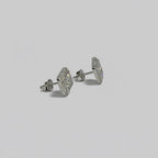 Men's Silver Square Baguette & Crystal Stud Earrings / Aretes de Hombre Cuadrados Plata Baguette y Cristal