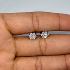 Moissanite White Cluster Stud Earrings — Sterling Silver