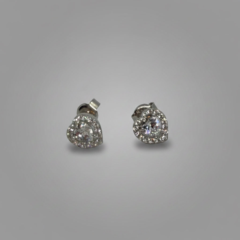 Heartbeat Luxe — Heart Halo Stud Earrings — 925 Sterling Silver