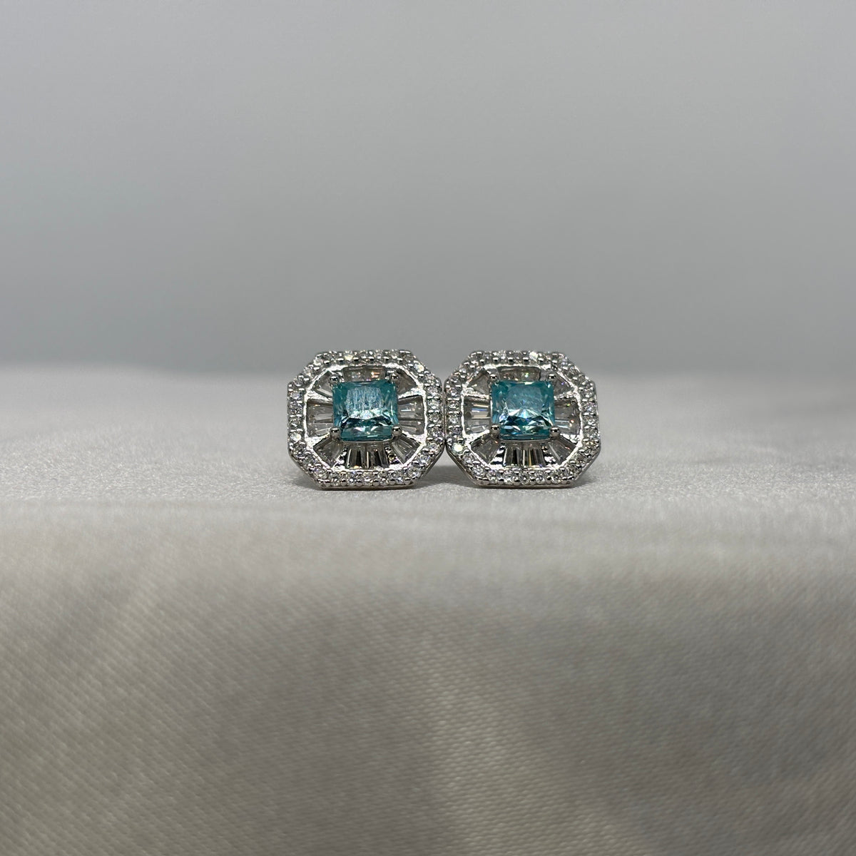 Moissanite Ciel Impérial Art Déco Stud Earrings — Sterling Silver