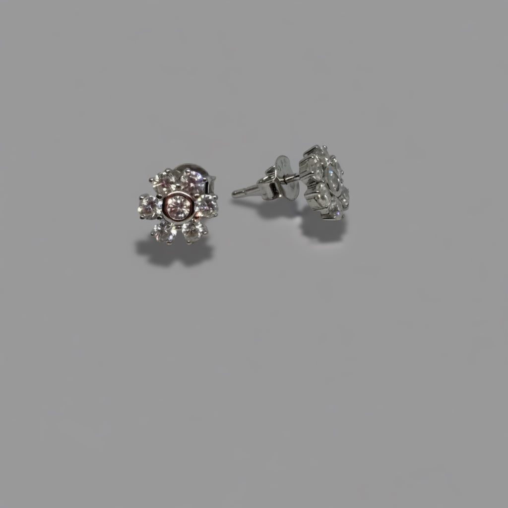 Bloom Radiance — Crystal Flower Stud Earrings — 925 Sterling Silver