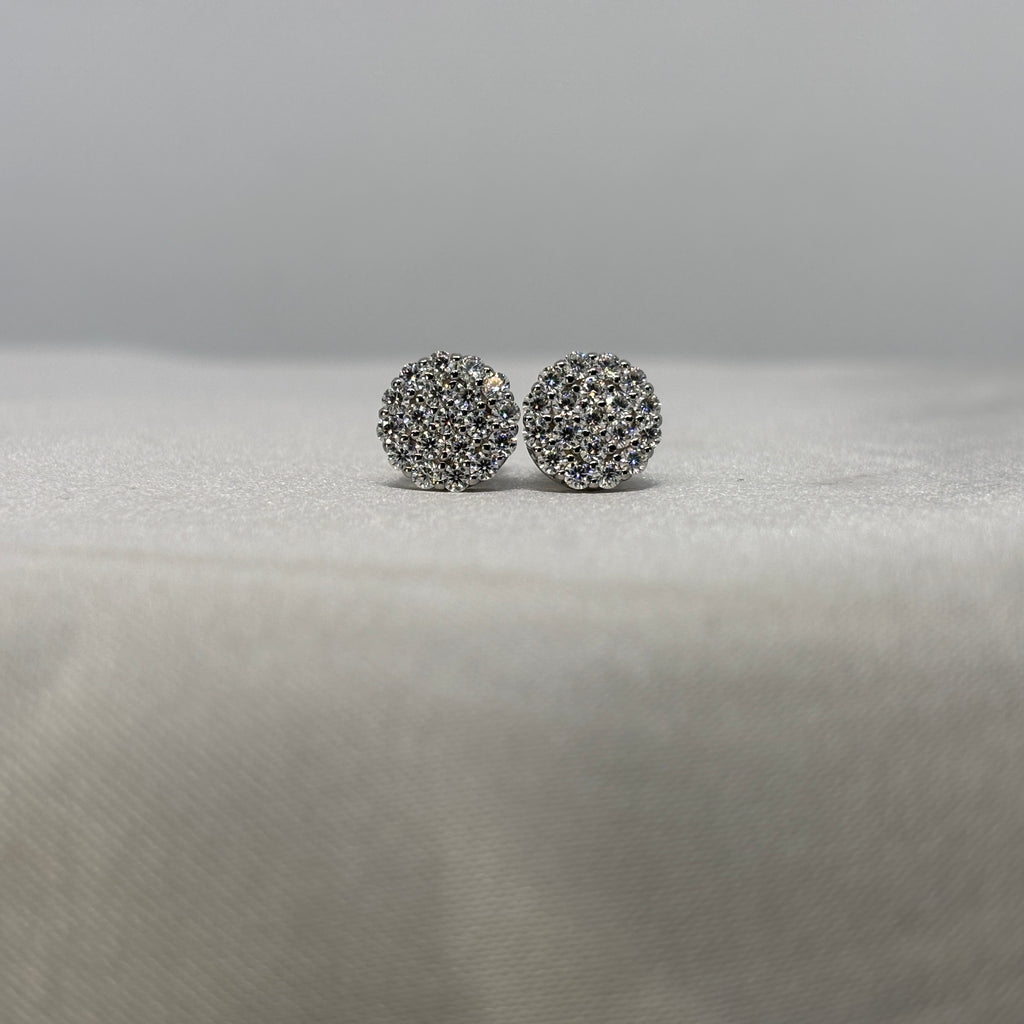 Moissanite Constellation Blanche Pavé Cluster Stud Earrings — Sterling Silver