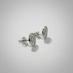 Solar Burst — Round Baguette Fan Crystal Stud Earrings — 925 Sterling Silver
