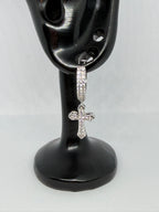 Crystal Cross Dangle Hoop Earrings / Aretes Argolla con Cruz Colgante de Cristales