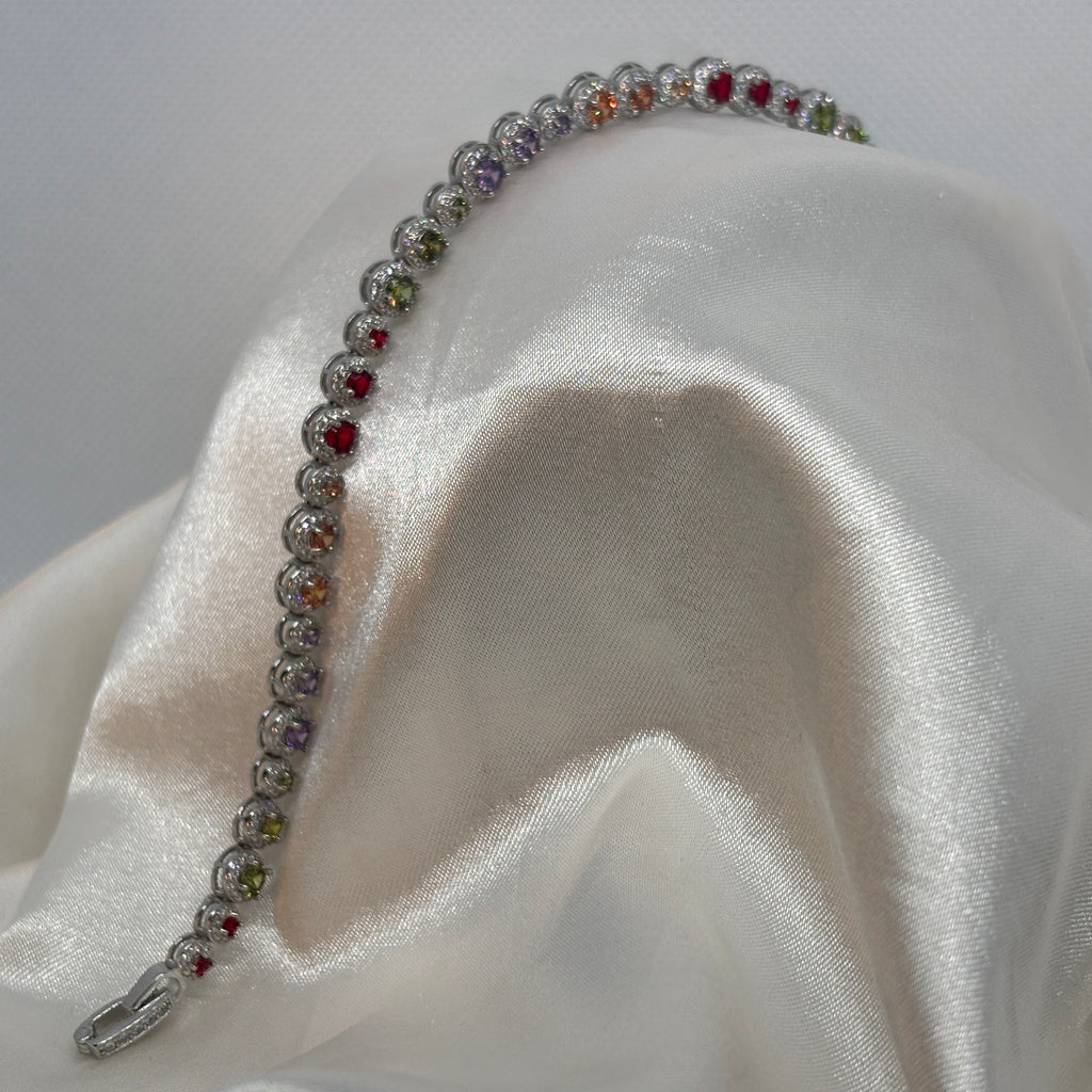 Rainbow Tennis Bracelet — 925 Sterling Silver
