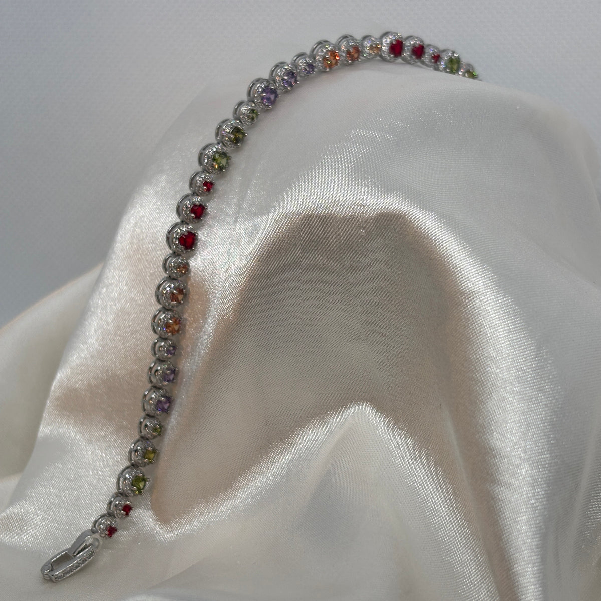Rainbow Tennis Bracelet — 925 Sterling Silver