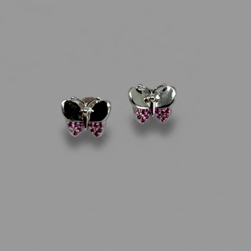 Wild Wings — Bicolor Butterfly Stud Earrings — 925 Sterling Silver