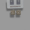 Moissanite Square Halo Stud Earrings — Sterling Silver