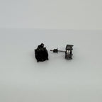 Men's Black Round Crystal Stud Earrings / Aretes de Hombre Redondos Negros con Cristales