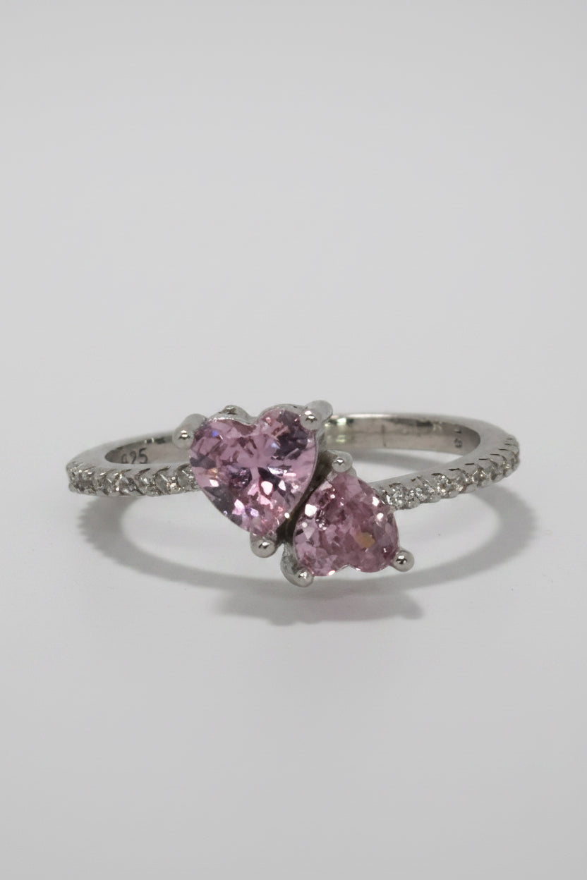 Pink Hearts Ring — 925 Sterling Silver