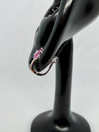 Pink Flower Crystal Hoop Earrings / Aretes Argolla con Flor de Cristales Rosas