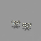 Ribbon Shine — Crystal Pavé Bow Stud Earrings — 925 Sterling Silver