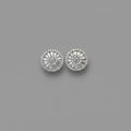 Solar Burst — Round Baguette Fan Crystal Stud Earrings — 925 Sterling Silver