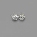 Solar Burst — Round Baguette Fan Crystal Stud Earrings — 925 Sterling Silver