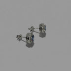 Sapphire Crown — Sapphire Double Halo Stud Earrings — 925 Sterling Silver