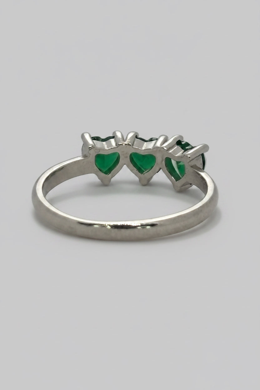 Green Hearts of Hope Ring — 925 Sterling Silver