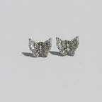 Crystal Wings — Large Baguette Butterfly Stud Earrings — 925 Sterling Silver