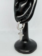 Crystal Cross Dangle Hoop Earrings / Aretes Argolla con Cruz Colgante de Cristales