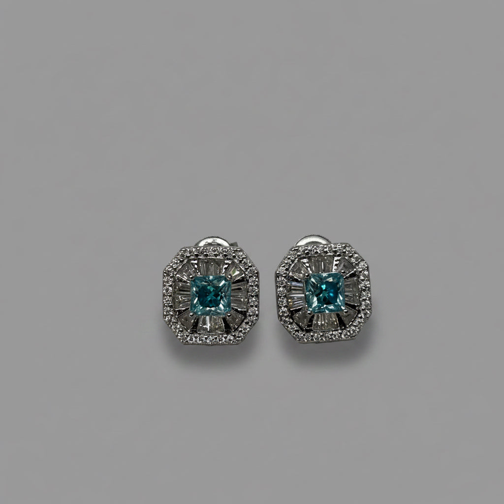 Moissanite Ciel Impérial Art Déco Stud Earrings — Sterling Silver