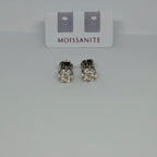 Moissanite White Cluster Stud Earrings — Sterling Silver
