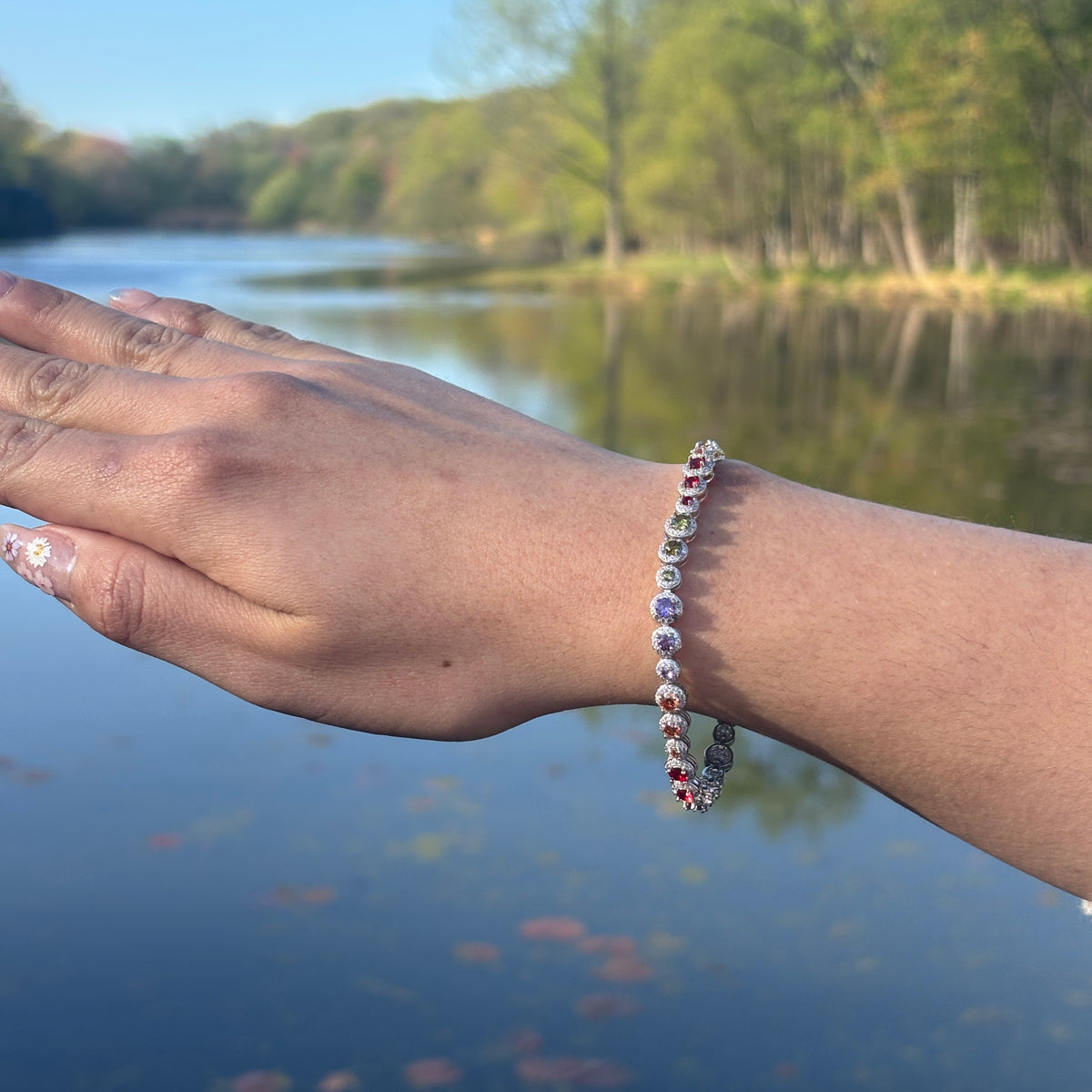 Rainbow Tennis Bracelet — 925 Sterling Silver
