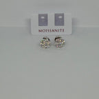 Moissanite Round Cluster Stud Earrings — Sterling Silver