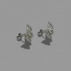 Crystal Wings — Large Baguette Butterfly Stud Earrings — 925 Sterling Silver