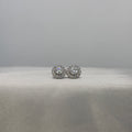 Moissanite Lumière Classique Round Halo Stud Earrings — Sterling Silver