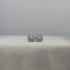 Moissanite Lumière Classique Round Halo Stud Earrings — Sterling Silver